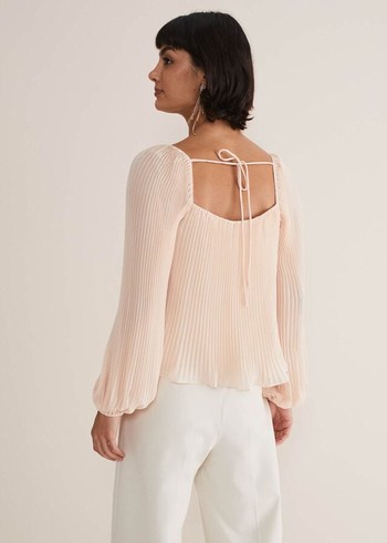 Phase Eight Nysa Pleated Shirts Pink Australia | TE6283479